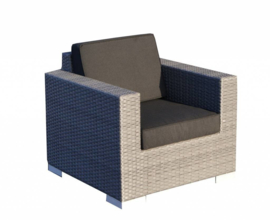 1 persoons wicker Loungestoel 'Salamanca' grijs - plat vlechtwerk