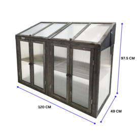Houten kweekkasje (tuinbroeikas) 'Garden Loft XL' grijs met 2 etages - 97,5x49x120 cm (HxBxL)