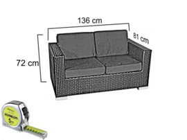 3-delige wicker Loungeset 'Salamanca' bruin - rond vlechtwerk - 4 persoons