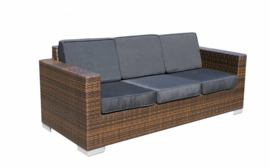 3 persoons wicker Loungebank 'Salamanca' bruin - plat vlechtwerk