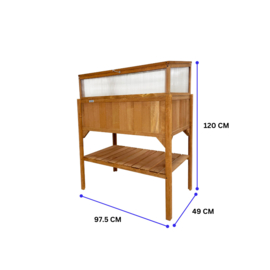 Houten plantenbak met kweekbak (tuinbroeikas) 'Little Eden' bruin met 2 etages - 97,5x49x120 cm (HxBxL)