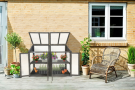Houten kweekkasje (tuinbroeikas) 'Garden Loft XL' grijs met 2 etages - 97,5x49x120 cm (HxBxL)