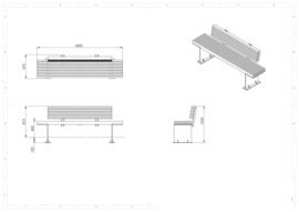 Cortenstaal zitbank 'Guilia'   met leuning 2400x670x1023 mm