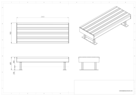 Cortenstaal zitbank 'Zita' 2300x990x600 mm