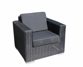 1 persoons wicker Loungestoel 'Salamanca' zwart - rond vlechtwerk