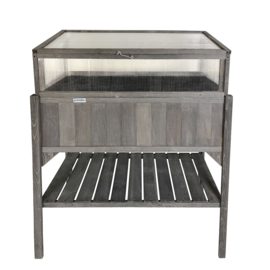 Houten plantenbak met kweekbak (tuinbroeikas) 'Little Eden' grijs met 2 etages - 97,5x49x120 cm (HxBxL)