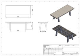 Tuintafel Aluminium 'Collar Wood' L260xB100xH75 cm