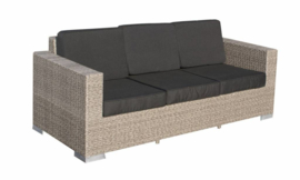 3 persoons wicker Loungebank 'Salamanca' grijs geborsteld - plat vlechtwerk