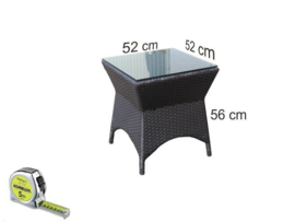 wicker bijzet tafel 'Bilbao' zwart - plat vlechtwerk
