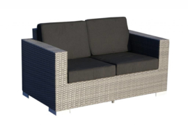 2 persoons wicker Loungebank 'Salamanca' grijs - plat vlechtwerk