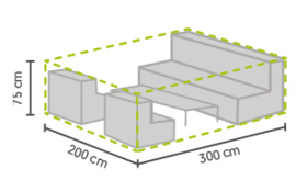 Tuinmeubel beschermhoes `Luxe` voor loungeset, afmetingen L300xB200xH75 cm.