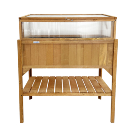 Houten plantenbak met kweekbak (tuinbroeikas) 'Little Eden' bruin met 2 etages - 97,5x49x120 cm (HxBxL)