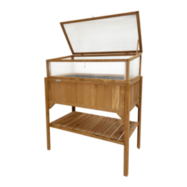 Houten plantenbak met kweekbak (tuinbroeikas) 'Little Eden' bruin met 2 etages - 97,5x49x120 cm (HxBxL)