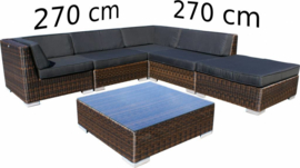 6-delige wicker Loungeset 'Pamplona' bruin  - rond vlechtwerk