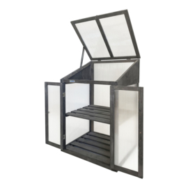 Houten kweekkasje (tuinbroeikas) 'Garden Loft' grijs met 2 etages - 97,5x49x60 cm (HxBxL)