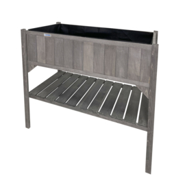 Houten plantenbak met kweekbak (tuinbroeikas) 'Little Eden' grijs met 2 etages - 97,5x49x120 cm (HxBxL)