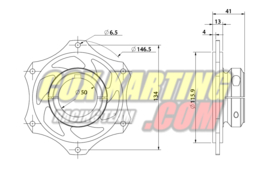 Tandwiel support alluminium zwart voor 50 mm achteras