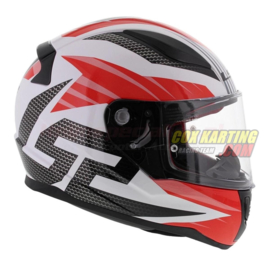 LS2 Helm FF353 Rapid Grid Glans wit rood