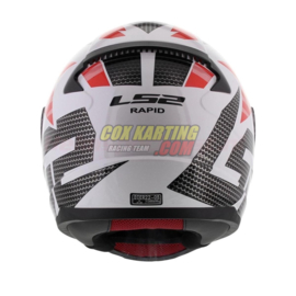 LS2 Helm FF353 Rapid Grid Glans wit rood XXXL