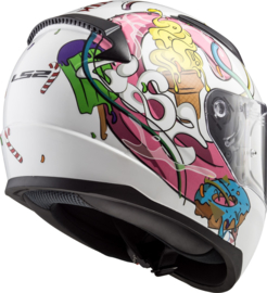 LS2 helm FF353 Rapid Mini Crazy Pop - Glans wit roze M