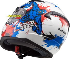 LS2 helm FF353 Rapid Mini Monster - Glans wit blauw rood S