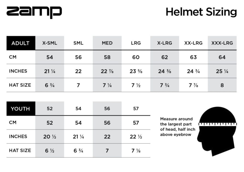 schedel voorbeeld Uluru Zamp Helmet Maattabel | Zamp Helmets Maattabel | COXKARTING.COM