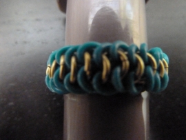 european 6in1 ring turquoise-goud