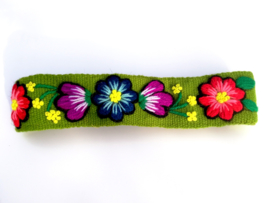 Haarband groen met bloemen