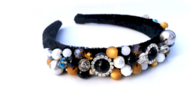 Diadeem zwart met kralen