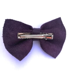 Haarclip paars strik (leer)