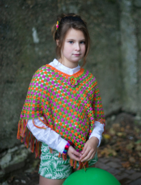 Poncho tejido a crochet multi color 1