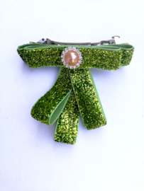 French barrette clip - groene strikje