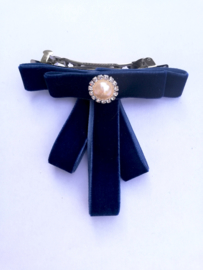French barrette clip -  donker blauwe strikje