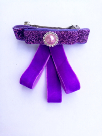 French barrette clip - paarse  strikje