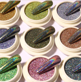 solid holo laser glitter poeder set 1