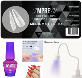 starterset soft gelnagels tips medium stiletto 550 st.
