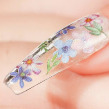 voorbeeld nailart flowers op transparante tips