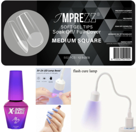 starterset soft gelnagels tips medium square 550 st.