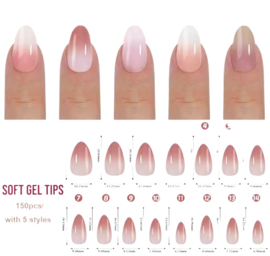 soft gel tips ombre almond short 150 stuks