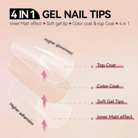 soft gel tips nudy/peach coffin glossy 120 st.