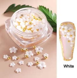 flower white + bullion beads