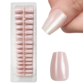 soft gel tips coffin Nude Pink