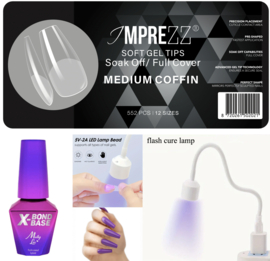 starterset soft gelnagels tips medium coffin 550st