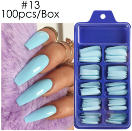 press on ballerina tips coffin lt blue 13