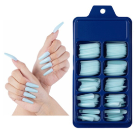 press on ballerina tips coffin lt blue 13