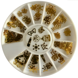 nail art wheel metal flakes goud