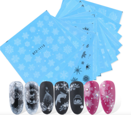 16 kerst water decals serie diversen bl/wh