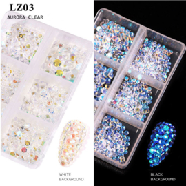 strass steentjes six box aurora clear (03)