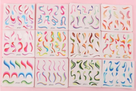 water decals colorful swirls 12 stuks