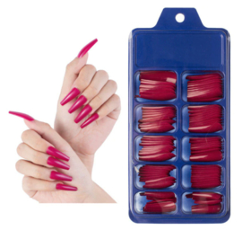 press on ballerina tips coffin beauty red
